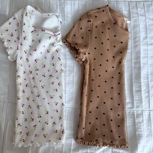 Two Girl Ribbed Short Sleeve Tops Gap and TCP Medium and large